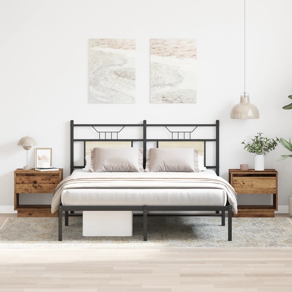 vidaXL Κομοδίνο 2 τεμάχια Παλιού Ξύλου 45x34x45 εκ Κατασκευασμένη Ξυλεία