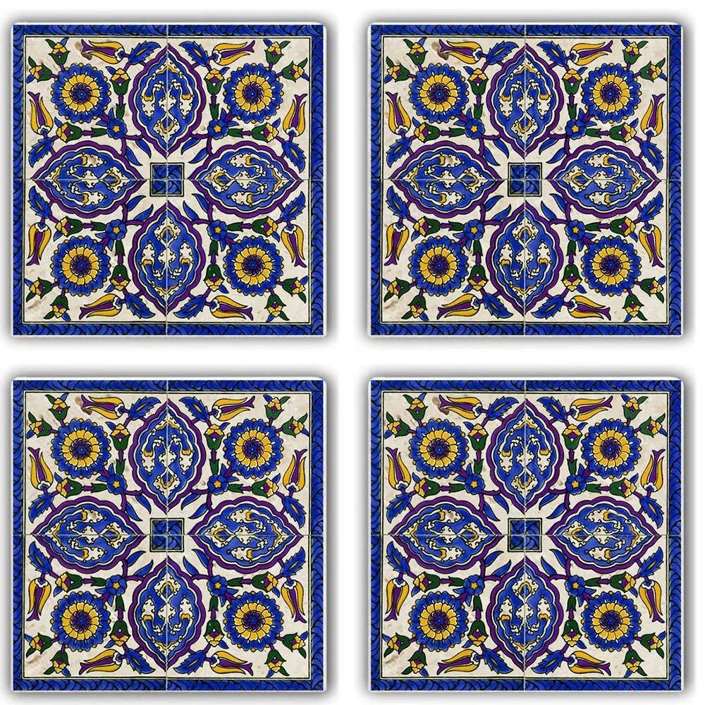 Σουβέρ (Σετ 4Τμχ) 366TYR1103 10x10x1cm Multi Hermia Πέτρα