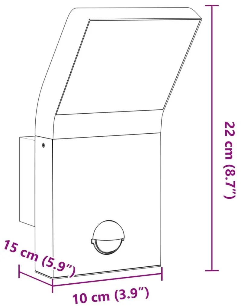 Φωτιστικό Τοίχου Εξ. Χώρου LED με Αισθητήρα Λευκό Χυτό Αλουμ. - Λευκό