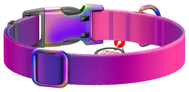 Waudog gradient nylon dog collar with QR code, purple , size XL