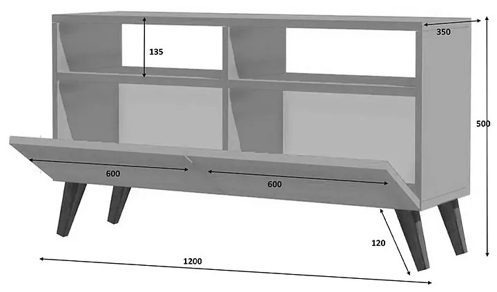 ΕΠΙΠΛΟ ΤΗΛΕΟΡΑΣΗΣ ENCOY MEGAPAP ΧΡΩΜΑ SONOMA - ΛΕΥΚΟ 120X35X50ΕΚ.