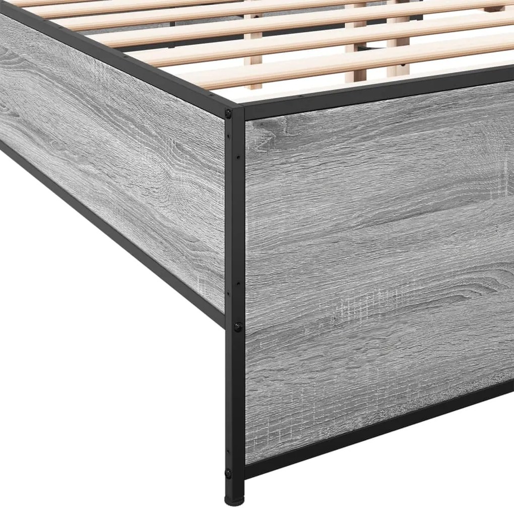 vidaXL Πλαίσιο Κρεβατιού Γκρι Sonoma 120x200 εκ. Επεξ. Ξύλο &amp; Μέταλλο