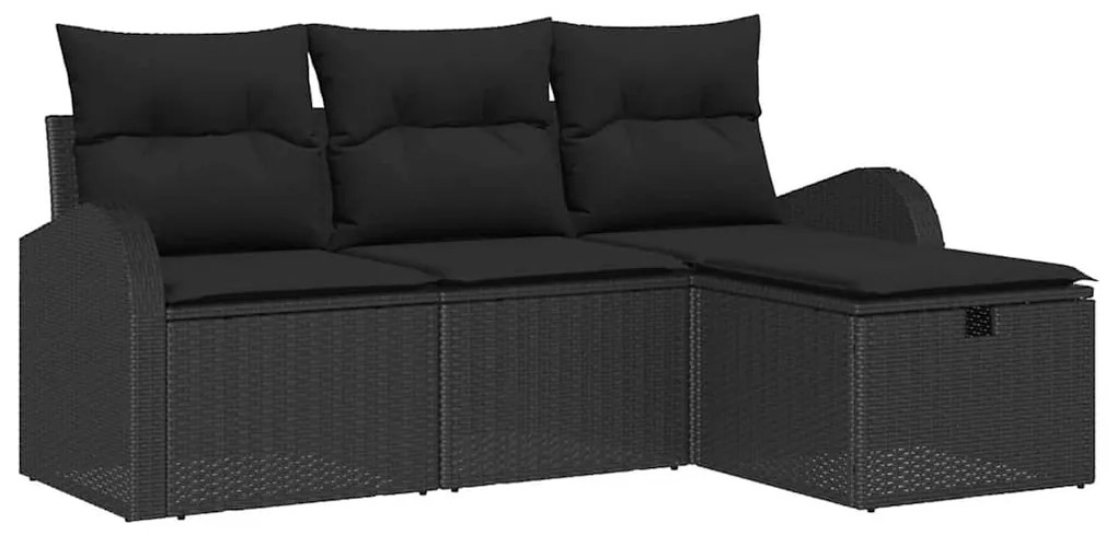 vidaXL Σετ Καναπέ Κήπου 4 pcs Μαύρο 179 x 117 x 85 εκ. Πολυ ράταν