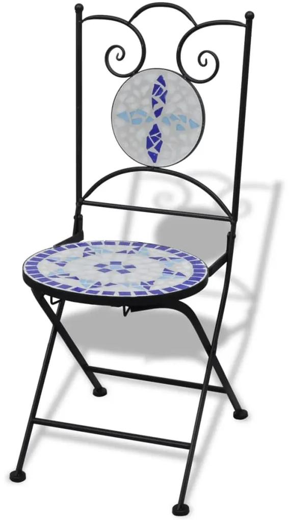 vidaXL Καρέκλες Bistro Πτυσσόμενες 2 τεμ. Μπλε / Λευκό Κεραμικές