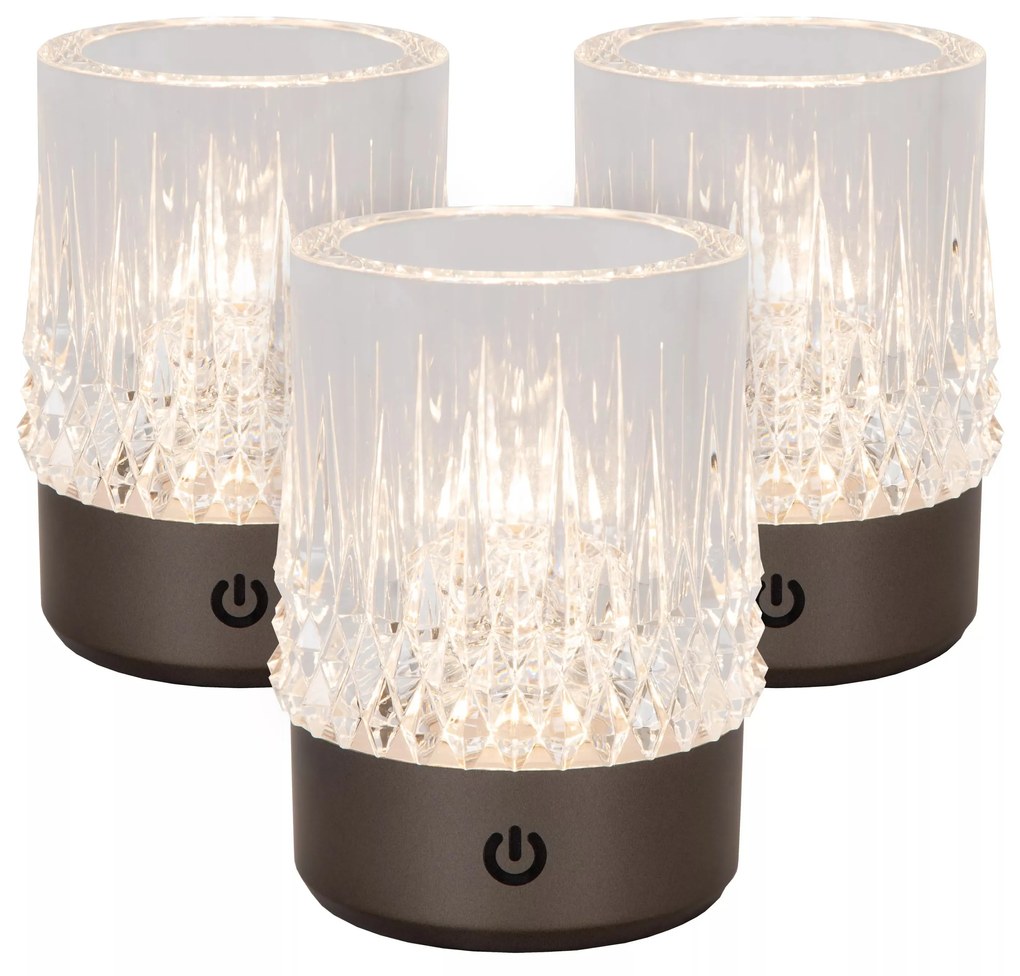 Φωτιστικό Επιτραπέζιο Lucide 46520-03-08 LILY Γκρι Σκούρο (Dark Grey)|Διάφανο (Transparent) 2700 K