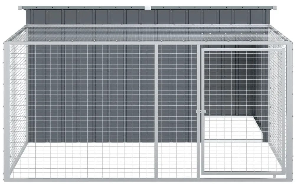 vidaXL Σπιτάκι Σκύλου με Αυλή Ανθρακί 197x194x110 εκ. Γαλβαν. Χάλυβας
