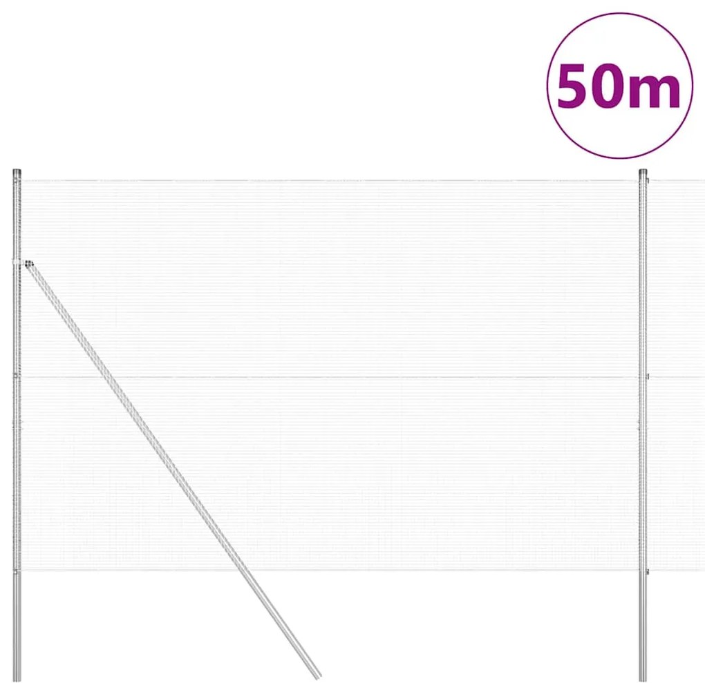 vidaXL Φράχτης με Στήλες. Ασημί 1.5 x 50 m Ατσάλι