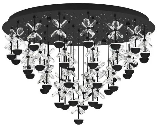 Πολυέλαιος Φωτιστικό Οροφής 43xLED 1,8W Μαύρο Κρύσταλλο Dimmable Pianopoli 390276 Eglo -390276-Μαύρο 390276