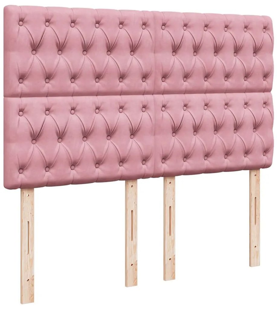 vidaXL Κρεβάτι Boxspring με Στρώμα Ροζ 160x200 εκ. Βελούδινο