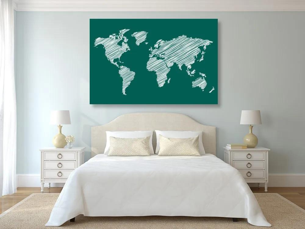 Εικόνα στον παγκόσμιο χάρτη που εκκολάπτεται από φελλό σε πράσινο φόντο - 120x80  arrow