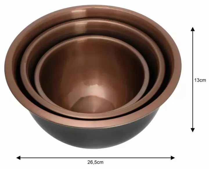 Σετ βαθύ μπολ Klausberg KB 7394, 5 l, 3 l, 1,6 l, 13/11/9 cm, γυαλισμένο, ανοξείδωτο ατσάλι / χαλκό