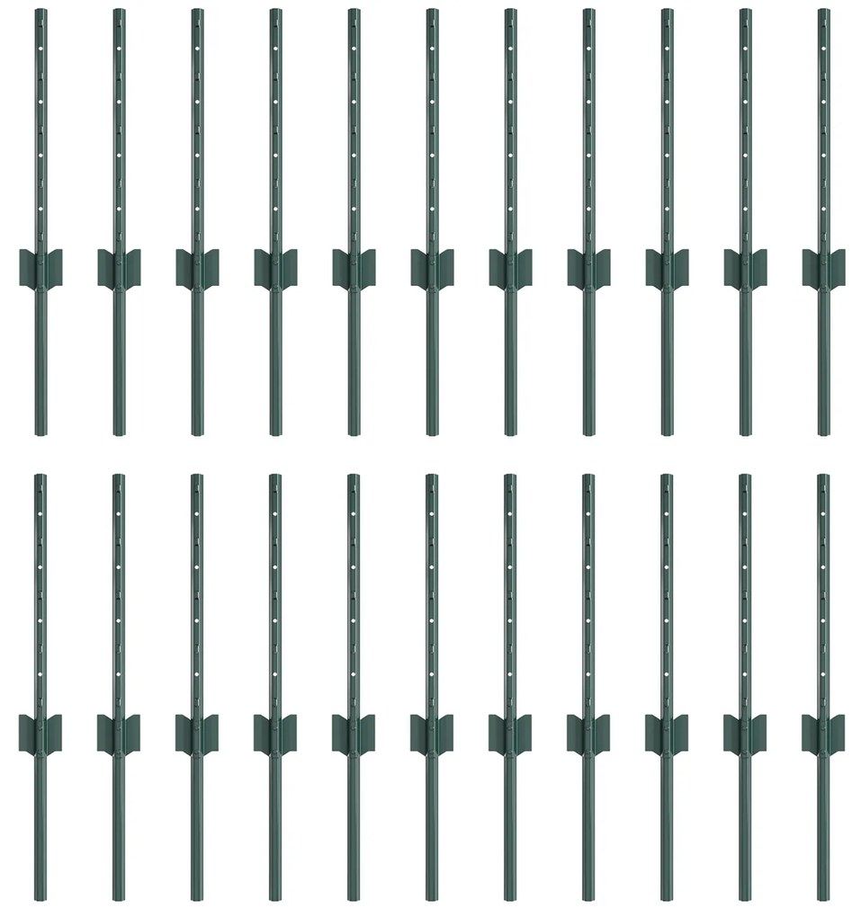 vidaXL Πό posts φράχτη 22 pcs Πράσινο 80 x 2.7 x 2.7 εκ. Ατσάλι