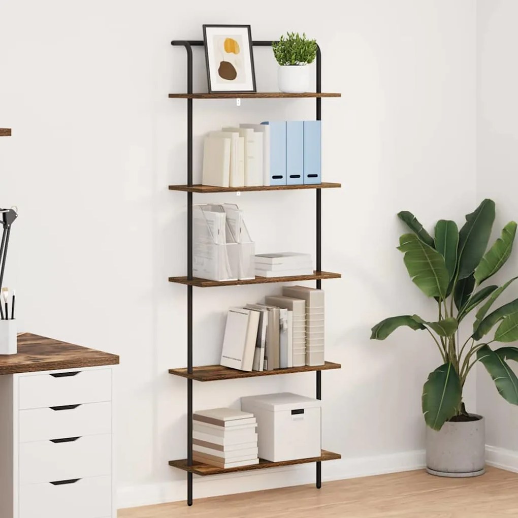 Ράφι Βιβλίων Καπνιστό Δρύς 60 x 24 x 168 εκ. Επεξεργασμένο ξύλο