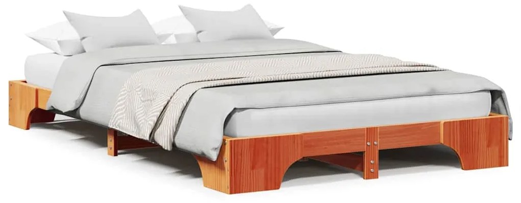 vidaXL Σκελετός Κρεβατιού Καφέ κεριού 140 x 190 cm Μασίφ ξύλο πεύκου