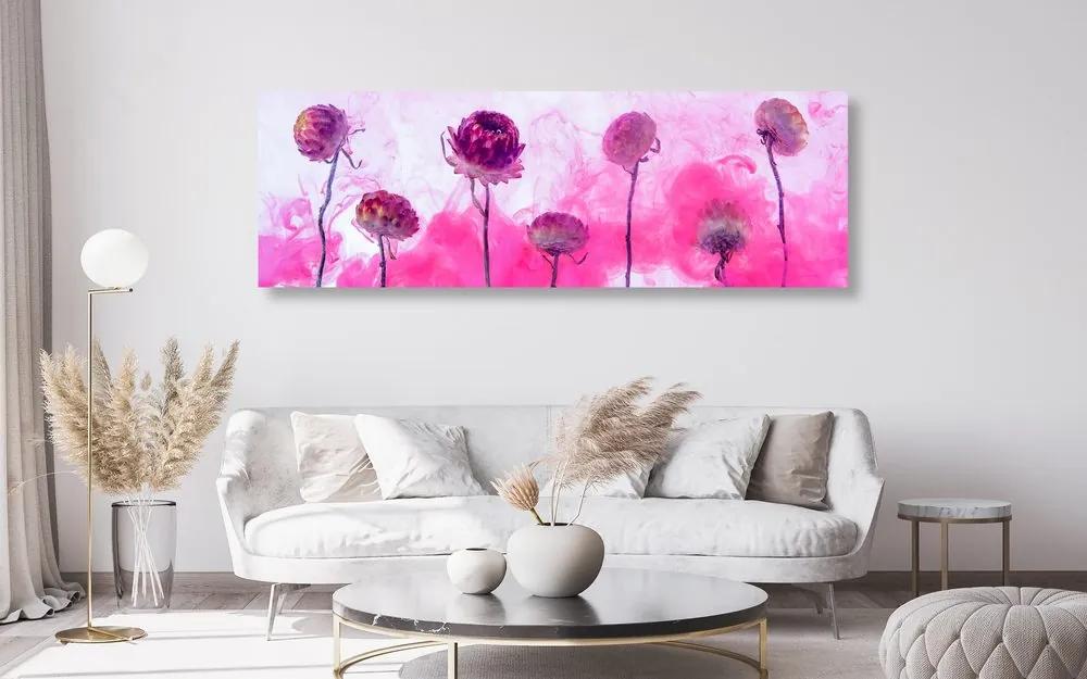 Εικόνα λουλούδια σε ροζ ατμό - 150x50