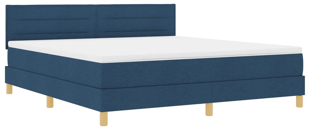vidaXL Κρεβάτι Box Spring με Στρώμα & LED Μπλε 180x200 εκ Ύφασμα