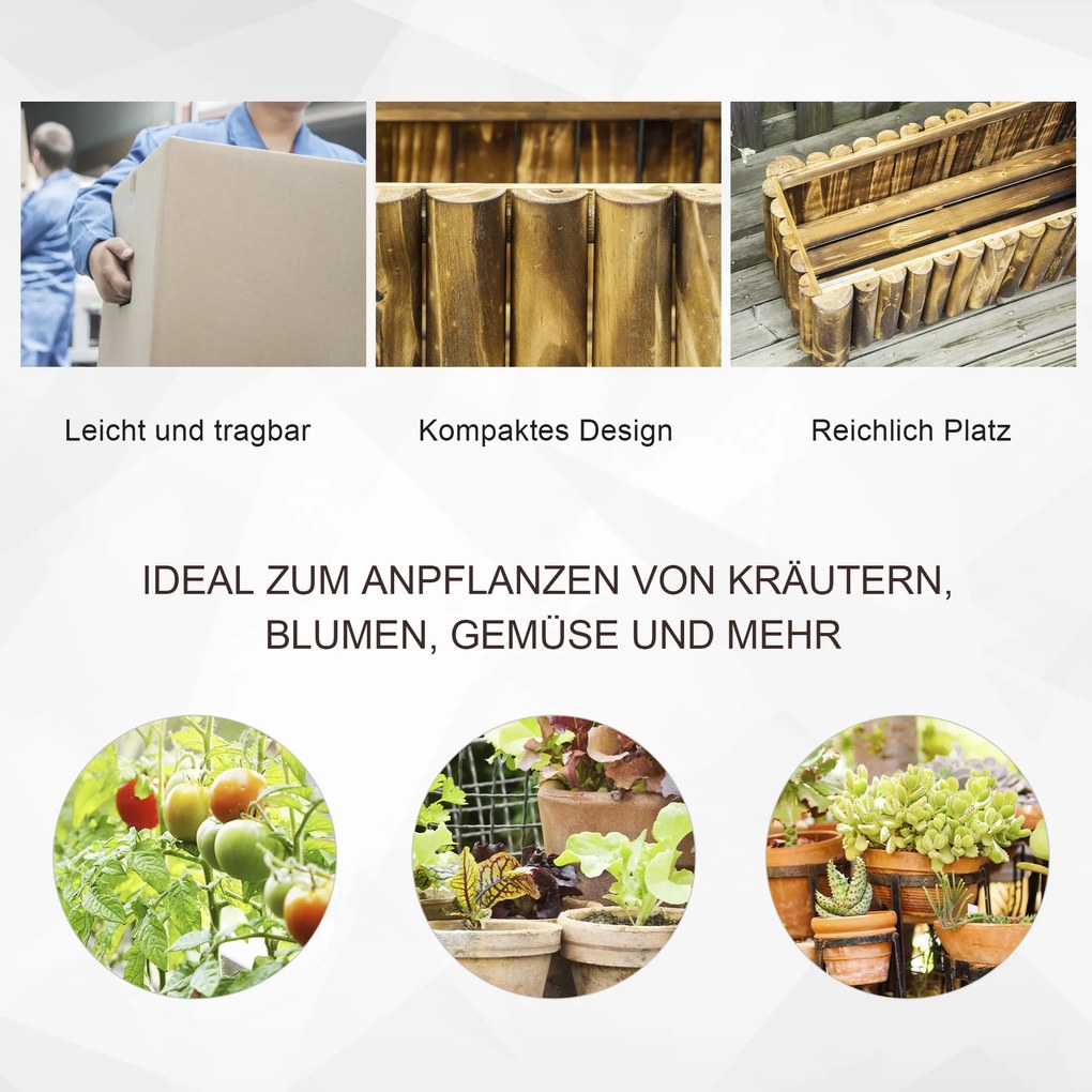 Outsunny Υπερυψωμένο παρτέρι Κουτί φύτευσης Παρτέρι βοτάνων Παρτέρι λαχανικών Παρτέρι λουλουδιών, Ξύλο ελάτης 78x35x30 cm