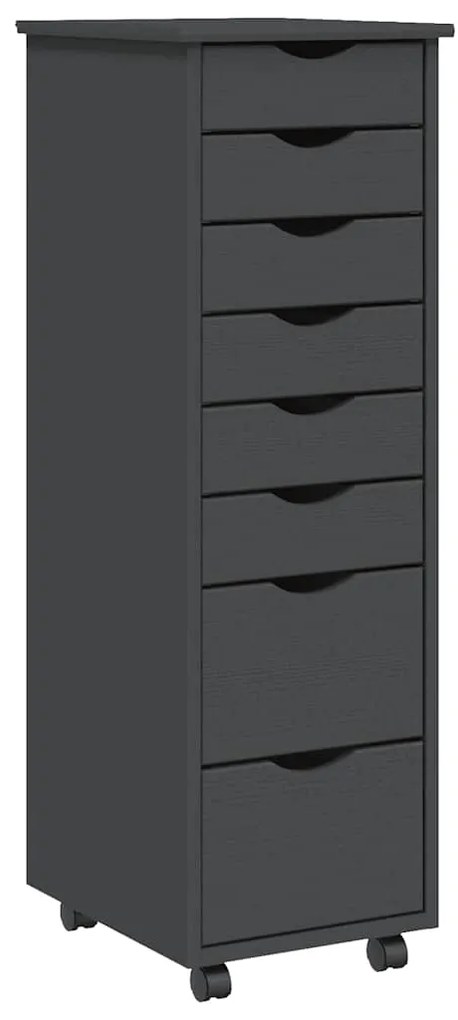 vidaXL Ντουλάπι Κυλιόμενο με Συρτάρια MOSS Γκρι από Μασίφ Ξύλο Πεύκου