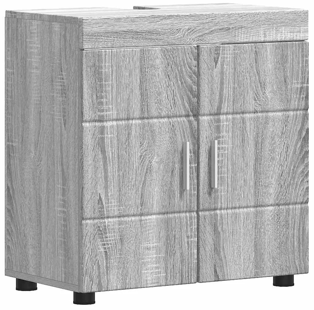 vidaXL Ντουλάπα νιπτήρα μπάνιου με πόρτα Γκρι sonoma 60 x 34 x 63 εκ