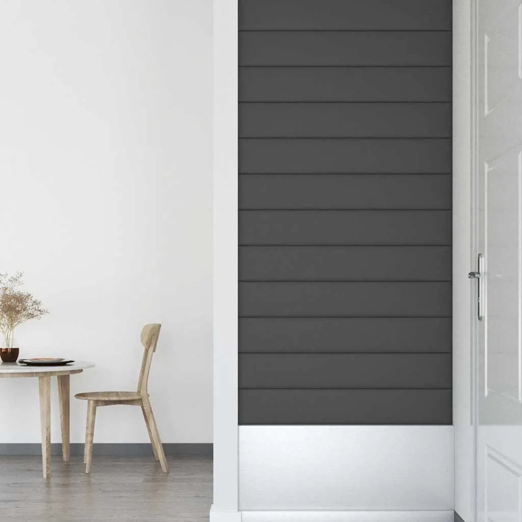 vidaXL Πάνελ Τοίχου 12 τεμ. Γκρι 90 x 15 εκ. 1,62 μ² Συνθετικό Δέρμα
