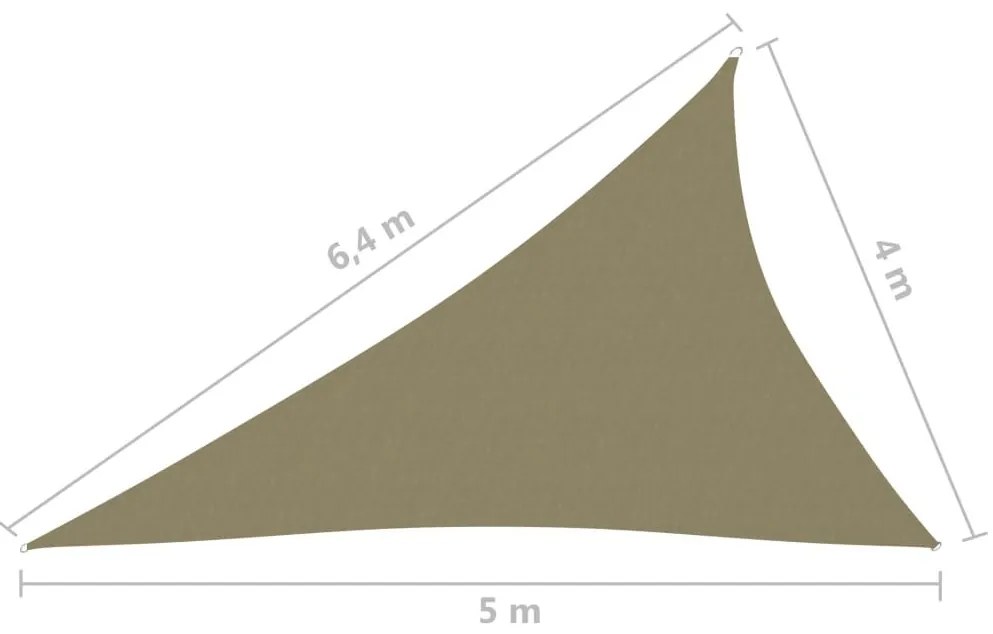 Πανί Σκίασης Τρίγωνο Μπεζ 4 x 5 x 6,4 μ. από Ύφασμα Oxford - Μπεζ