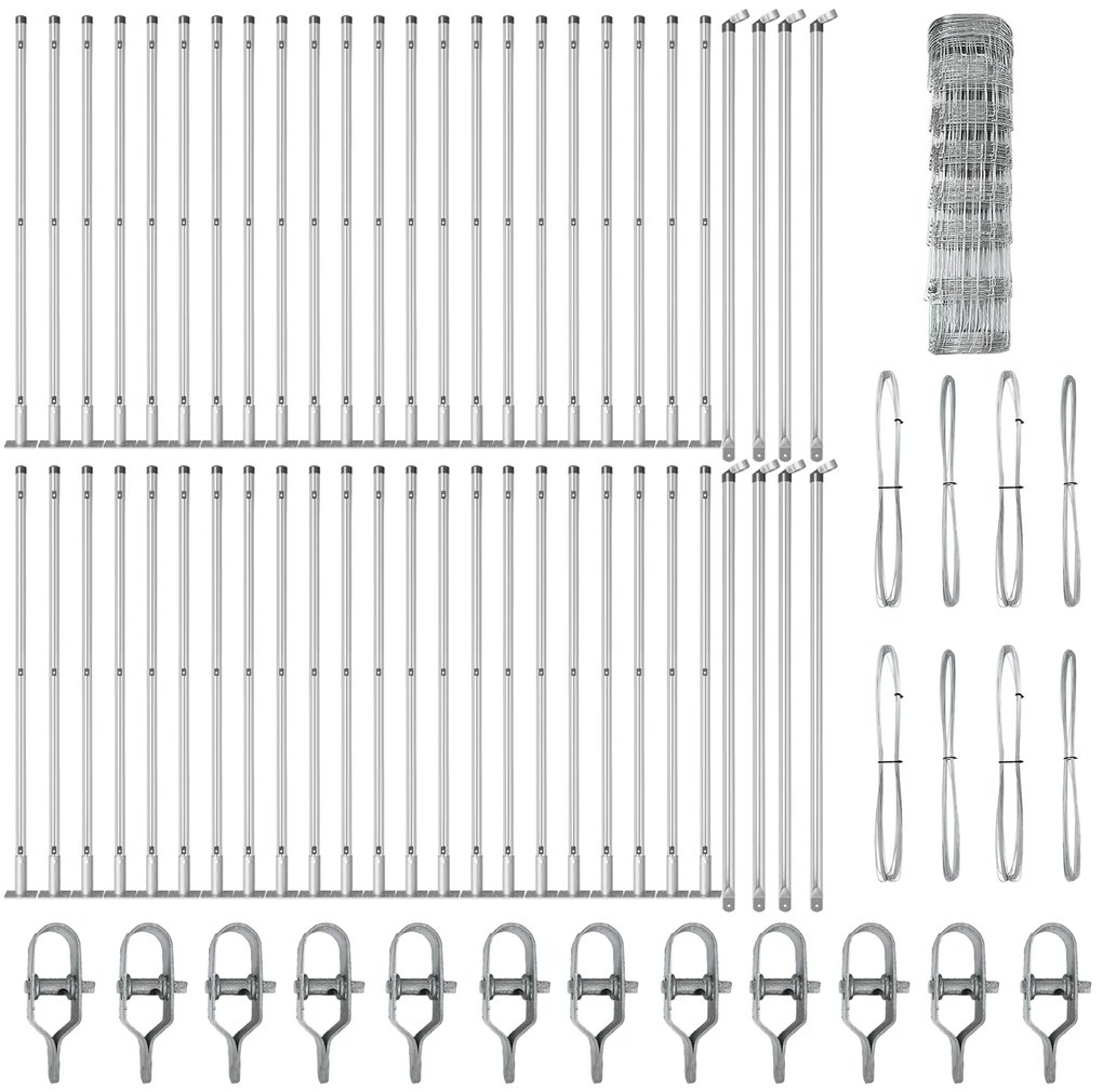 vidaXL Field Fence 0.8x100 μ Γαλβανισμένος χάλυβας