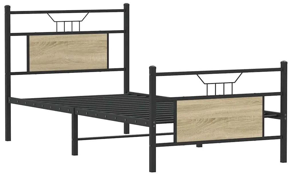 vidaXL Πλαίσιο Κρεβ. Χωρ. Στρώμα Sonoma Δρυς 90x200 εκ. Επεξ. Ξύλο