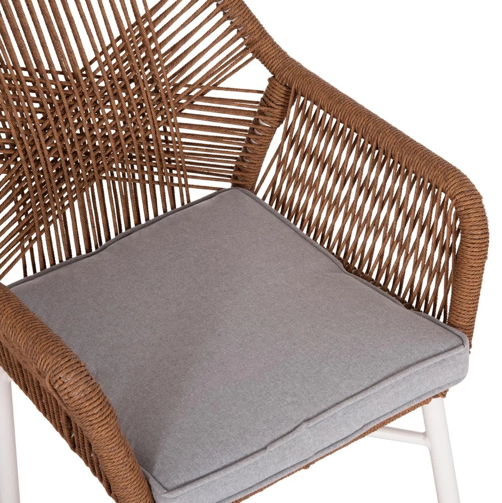 Καρέκλα - Πολυθρόνα TOPIN C6048.11 Αλουμίνιο Λευκό - Ρ.Ε. Rattan Μπέζ 59x63x81Υ εκ. 59x63x81 εκ.