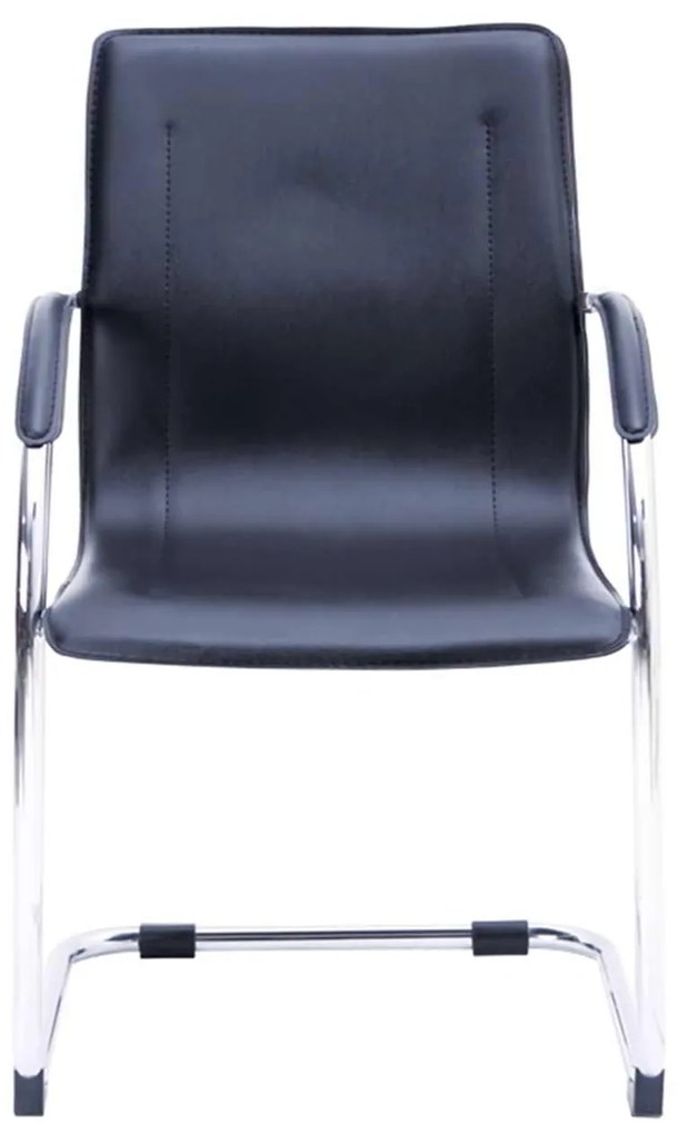 Πολυθρόνα Επισκέπτη Omikron Χρώμιο/PVC Μαύρο 58x63x94cm (Σετ 4 ΤΕΜ)