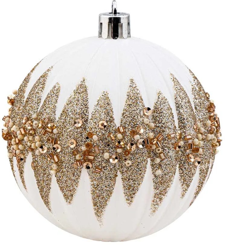 Άσπρη Χριστουγεννιάτικη Μπάλα 8cm 23585