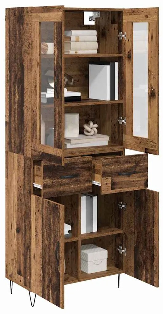 vidaXL Highboard Παλιό Ξύλο 69,5 x 34 x 180 εκ. Επεξεργασμένο ξύλο