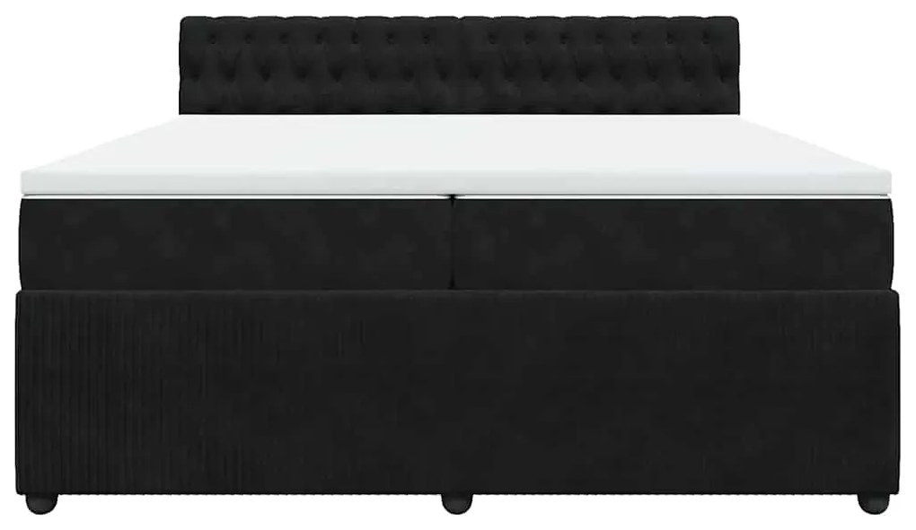 vidaXL Κρεβάτι Boxspring με Στρώμα Μαύρο 200x200 εκ. Βελούδινο