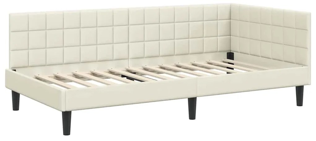 vidaXL Κρεβάτι Γωνίας με κεφαλάρι Κρεμ 90 x 190 cm Βελούδο