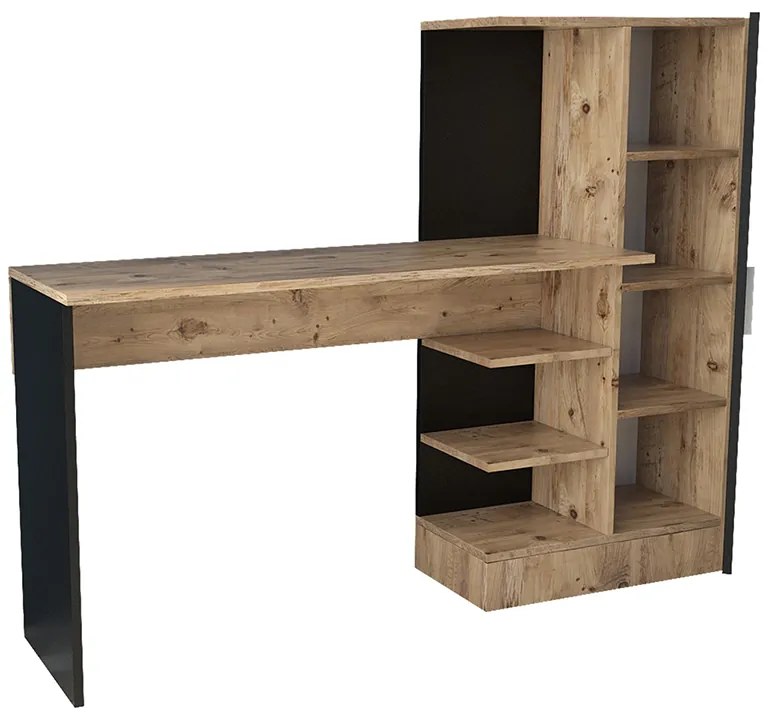Γραφείο-ραφιέρα Kary pakoworld μαύρο-oak 152,5x40x120εκ - 176-000019 - 176-000019