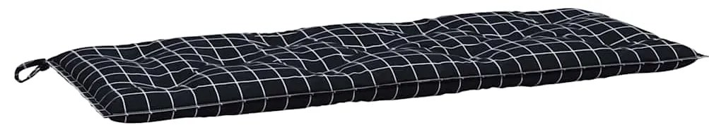 vidaXL Μαξιλάρια Πάγκου Κήπου 2 τεμ. Μαύρο Καρό 120x50x7 εκ. Ύφασμα