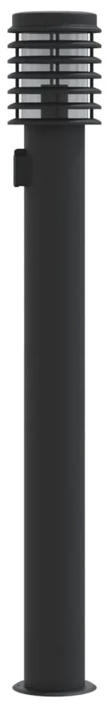 vidaXL Φωτιστικό Δαπέδου Εξ. Χώρου με Πρίζα Μαύρο 110 εκ. Ανοξ. Ατσάλι