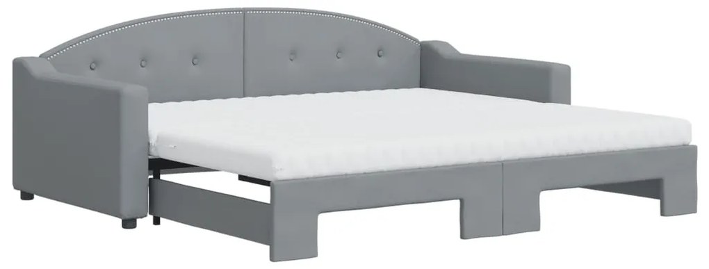 vidaXL Καναπές Κρεβάτι Συρόμενος Αν. Γκρι 90x190 εκ.Ύφασμα Στρώματα