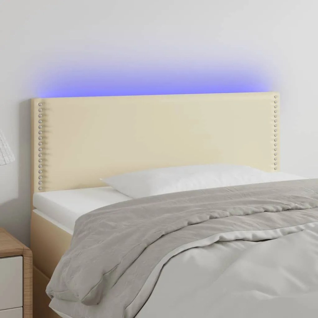 Κεφαλάρι Κρεβατιού LED Κρεμ 100x5x78/88 εκ. από Συνθετικό Δέρμα 3121558