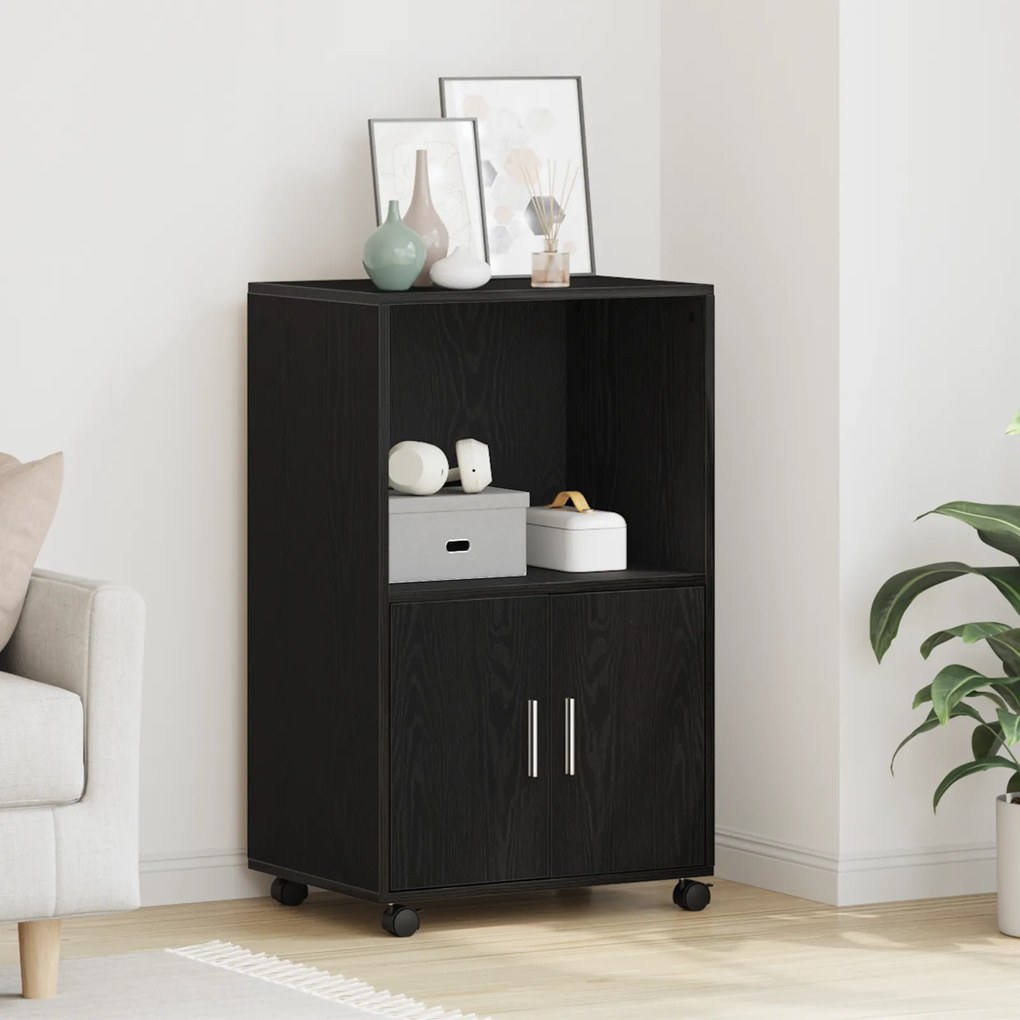 vidaXL Κυλιόμενο ντουλάπι Μαύρη Οξυά 55 x 40 x 91 εκ.