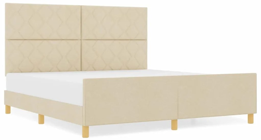 vidaXL Σκελετός Κρεβατιού με κεφαλάρι Κρεμ 180 x 200 cm ύφασμα