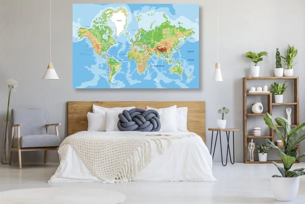 Εικόνα σε έναν κλασικό παγκόσμιο χάρτη από φελλό - 90x60  color mix