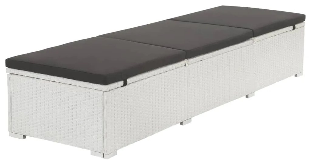 vidaXL Ξαπλώστρα από Συνθετικό Ρατάν με Μαύρο Μαξιλάρι