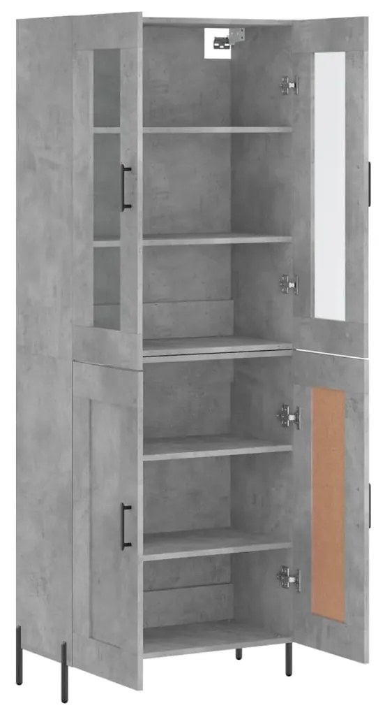 vidaXL Ντουλάπι Γκρι Σκυροδέματος 69,5x34x180 εκ. Επεξεργασμένο Ξύλο