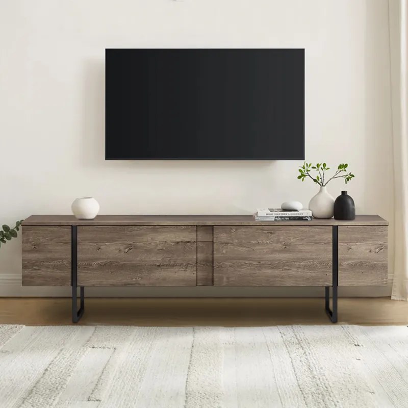 Έπιπλο τηλεόρασης Luxe Megapap χρώμα καρυδί 180x30x50εκ. - GP052-0117,2