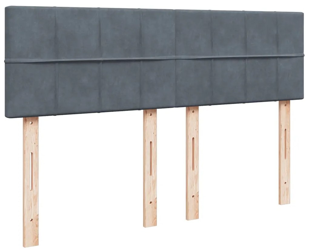 vidaXL Κρεβάτι Boxspring με Στρώμα Σκούρο Γκρι 140x200 εκ. Βελούδινο