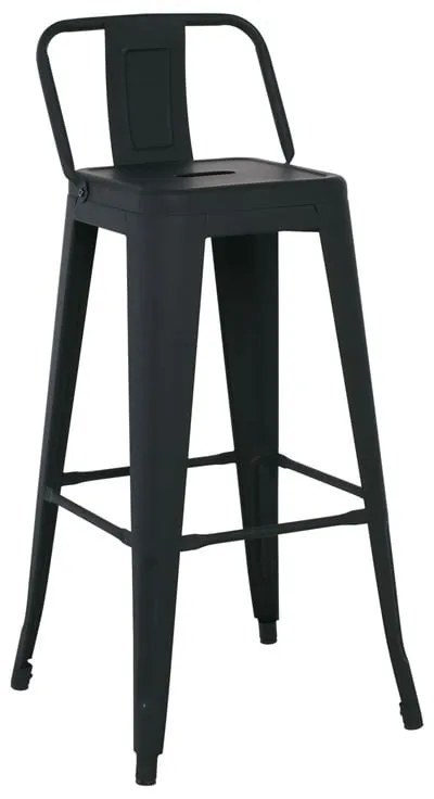 RELIX Σκαμπό Bar με Πλάτη, Μέταλλο Βαφή Μαύρο Εxtra Matte Ύψος καθίσματος 66cm 44x44x66/87cm