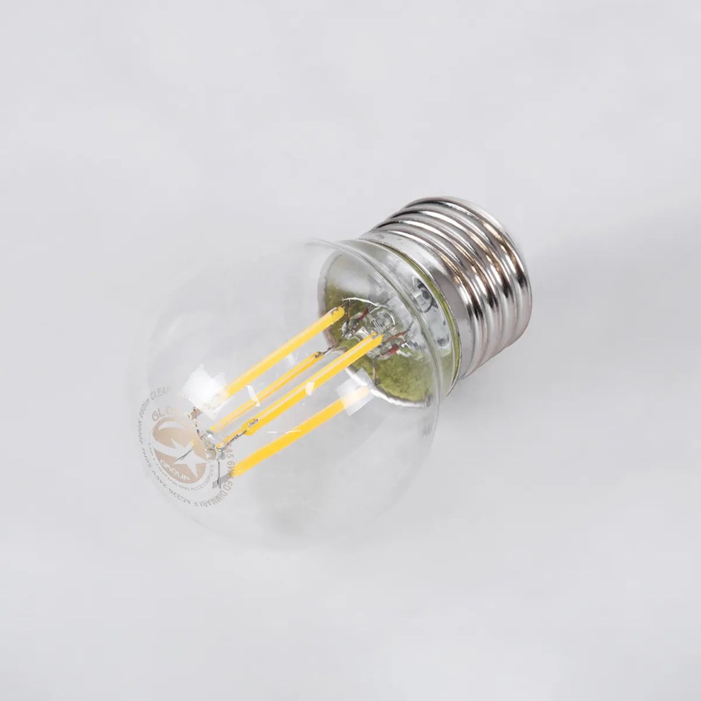 GloboStar 99052 Λάμπα LED Long Filament E27 G45 Γλομπάκι 6W 660lm 360° AC 220-240V IP20 Φ4.5 x Υ7.5cm Φυσικό Λευκό 4000K με Διάφανο Γυαλί - Dimmable - 3 Years Warranty - 99052