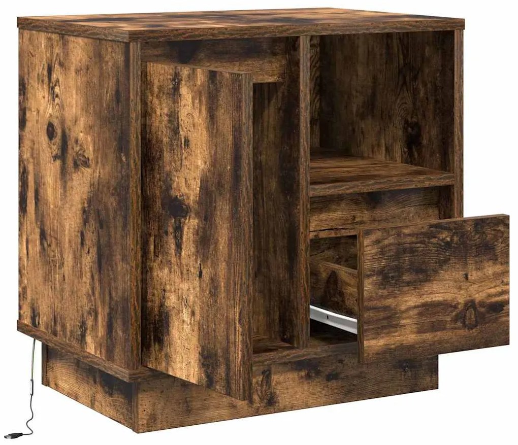 vidaXL Κομοδίνο Καπνιστό Δρύς 50 x 34,5 x 50 εκ. Επεξεργασμένο ξύλο