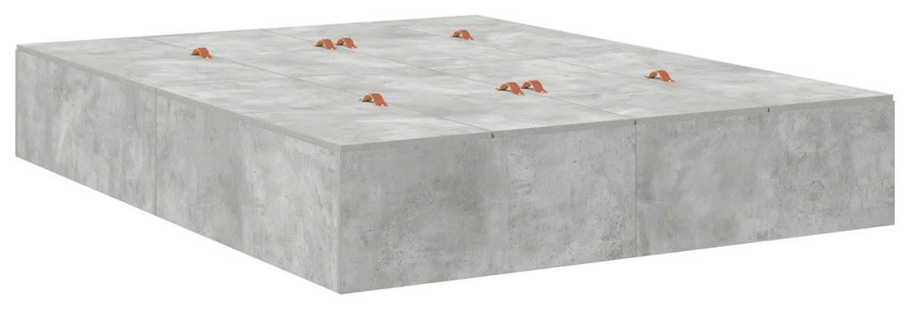 vidaXL Κρεβάτι Αποθήκευσης Σκυρόδεμα Γκρι 140x190 εκ.