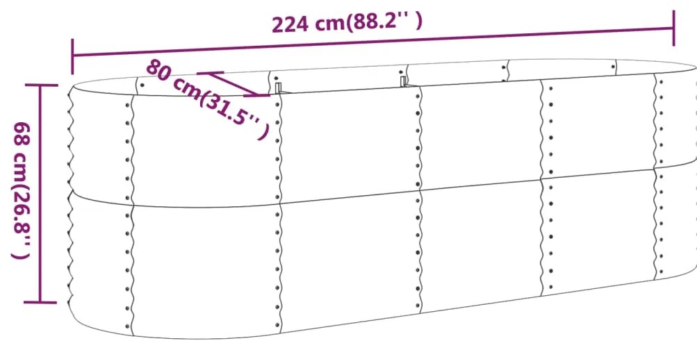 vidaXL Ζαρντινιέρα Ασημί 224x80x68 εκ. Γαλβανισμένος χάλυβας